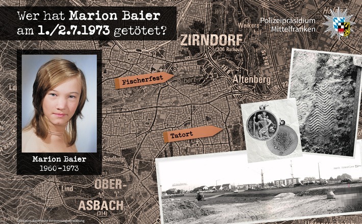 POL-MFR: (40) Mordfall Marion Baier - Kriminalpolizei Fürth überprüft Cold Case aus dem Jahr 1973