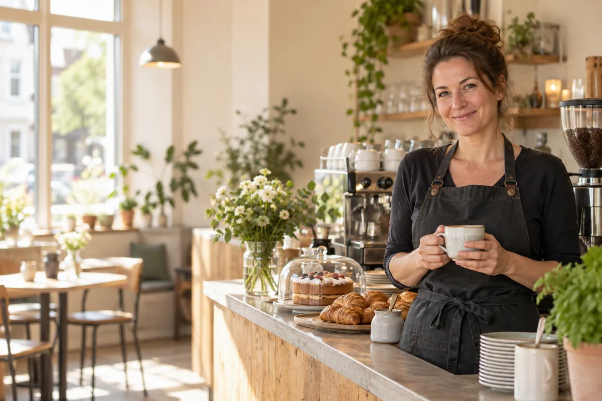 Symbolmotiv: Unternehmerin in ihrem Café